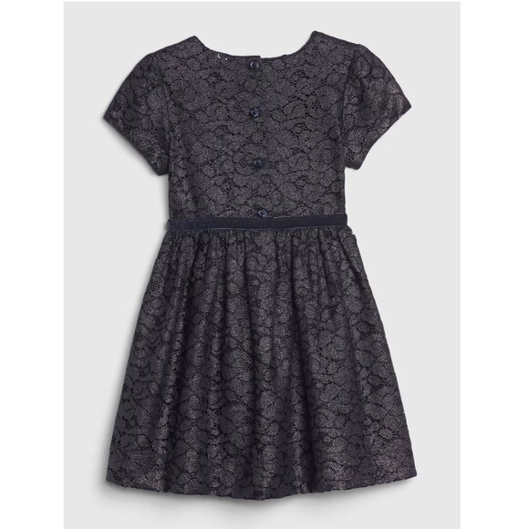NEW Gap Baby Toddler Navy Dark Night Knee Length short Sleeve Formal Lacy Dress - Picture 2 of 3